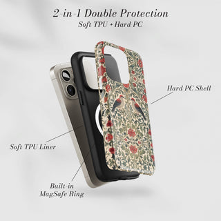 Tough Case MagSafe Robin Garden, two layer protection with soft TPU liner and hard PC shell