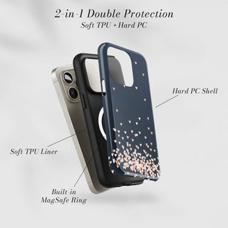 Tough Case MagSafe Falling Hearts, two layer protection with soft TPU liner and hard PC shell