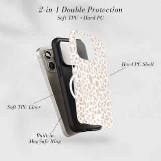 Tough Case MagSafe Sand Leopard, two layer protection with soft TPU liner and hard PC shell