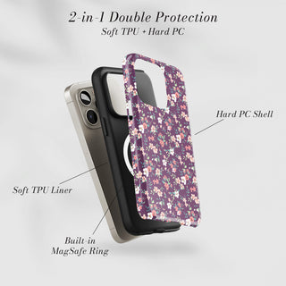 Tough Case MagSafe Plum Posy, two layer protection with soft TPU liner and hard PC shell