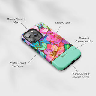 Tough Case MagSafe Rose Window, raised camera edges, glossy finish and port access
