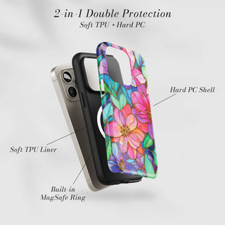 Tough Case MagSafe Rose Window, two layer protection with soft TPU liner and hard PC shell