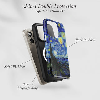 Tough Case MagSafe Starry Night, two layer protection with soft TPU liner and hard PC shell