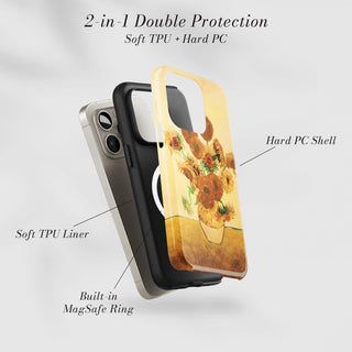 Tough Case MagSafe Sunflowers, two layer protection with soft TPU liner and hard PC shell
