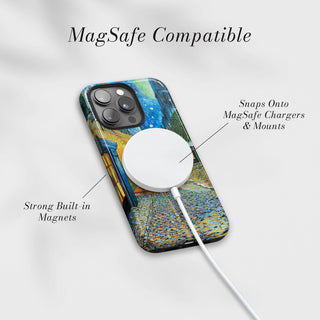 Tough Case MagSafe Café Terrace, snaps onto MagSafe chargers and mounts