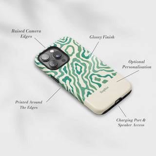 Tough Case MagSafe Ocean Swirl, raised camera edges, glossy finish and port access