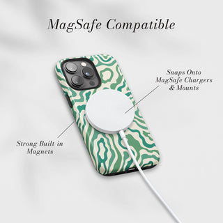 Tough Case MagSafe Ocean Swirl, snaps onto MagSafe chargers and mounts