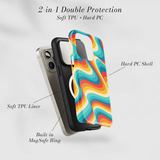 Tough Case MagSafe Retro Waves, two layer protection with soft TPU liner and hard PC shell