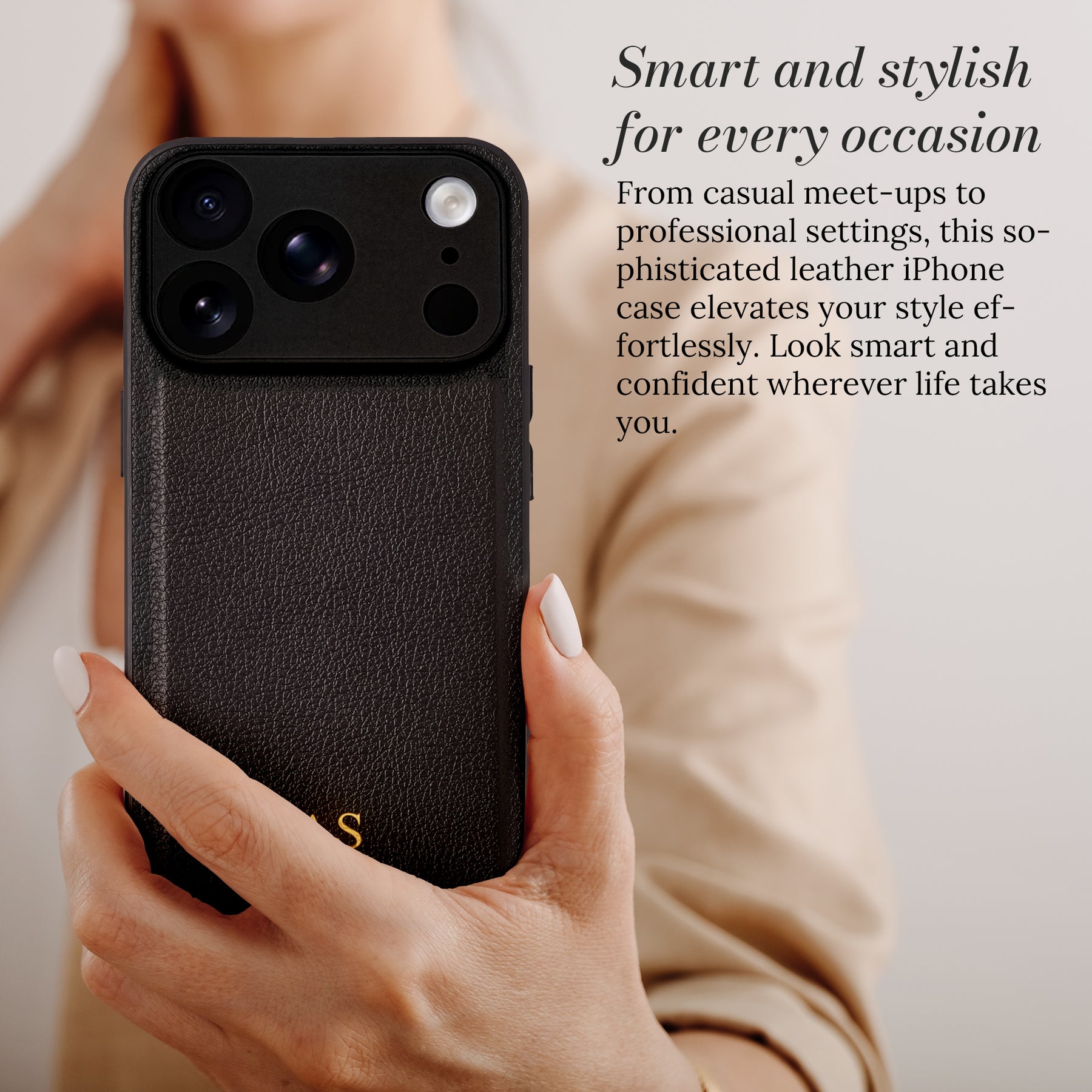 Smart and stylish for every occasion - leather iPhone case in hand