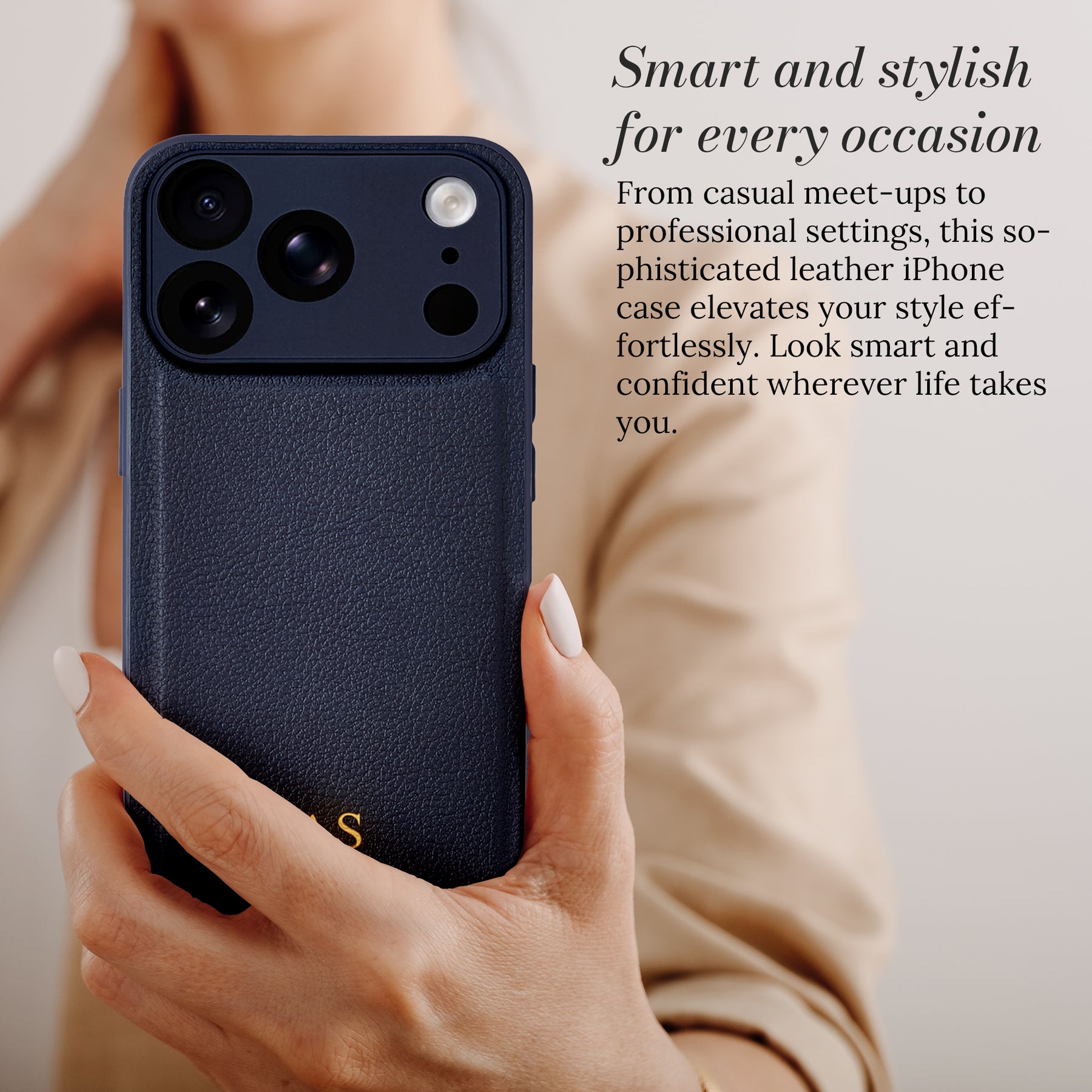 Smart and stylish for every occasion - leather iPhone case in hand