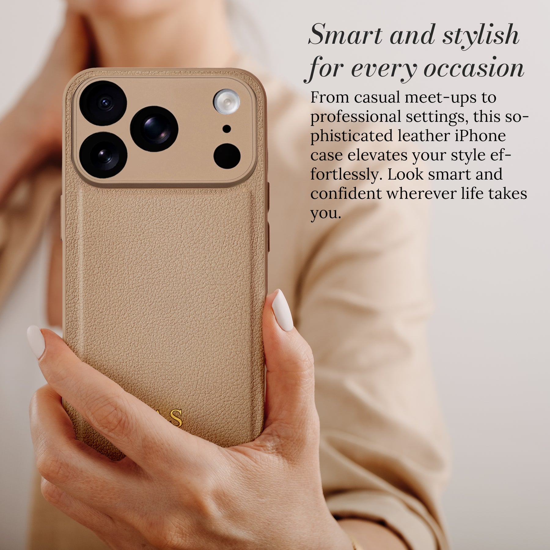 Smart and stylish for every occasion - leather iPhone case in hand