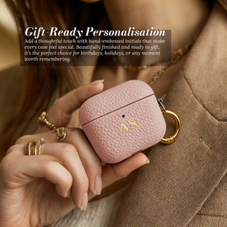 Gift-ready personalisation - leather AirPods case in hand