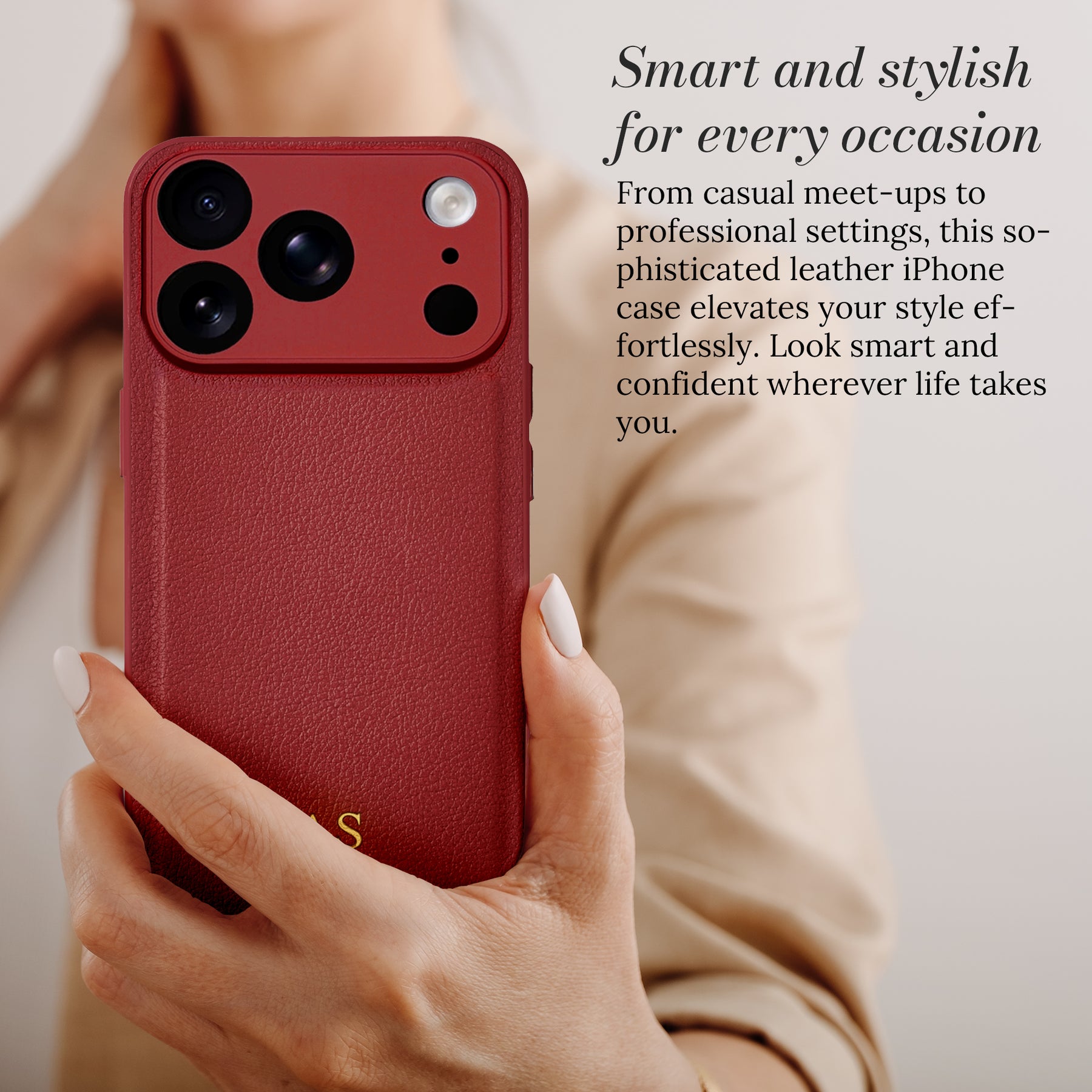Smart and stylish for every occasion - leather iPhone case in hand