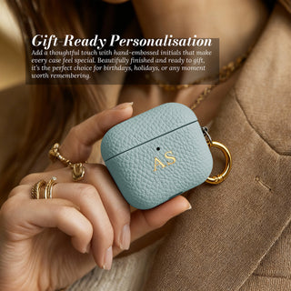 Gift-ready personalisation - leather AirPods case in hand