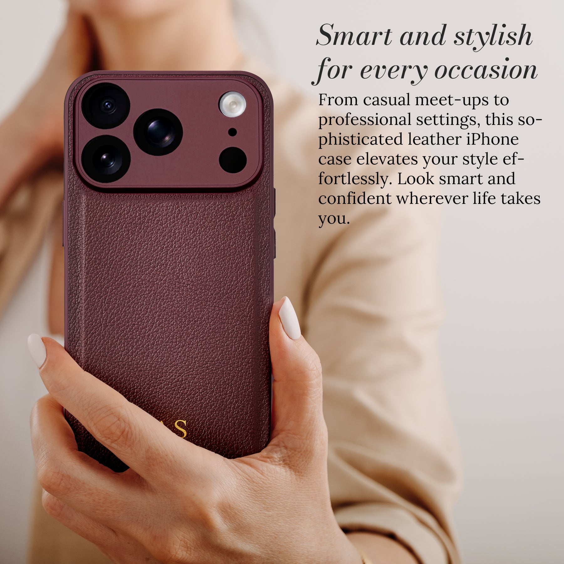 Smart and stylish for every occasion - leather iPhone case in hand