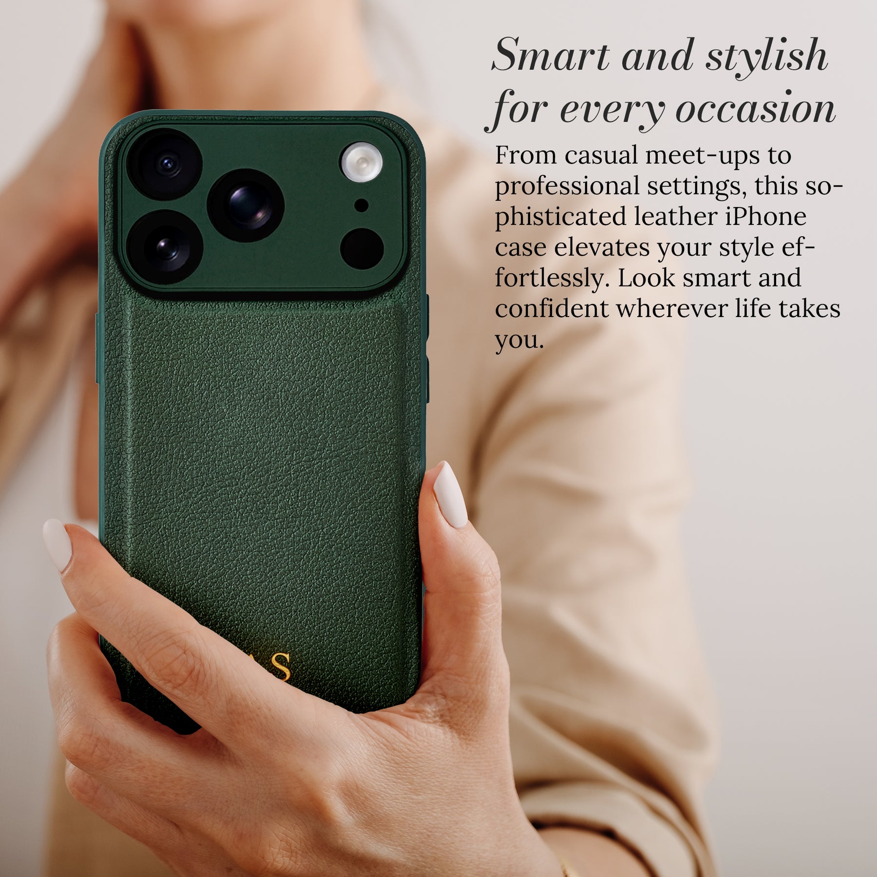 Smart and stylish for every occasion - leather iPhone case in hand