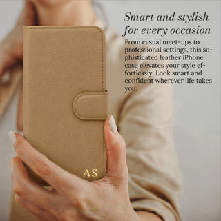 Smart and stylish for every occasion - leather wallet iPhone case in hand
