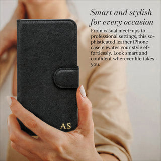Smart and stylish for every occasion - leather wallet iPhone case in hand