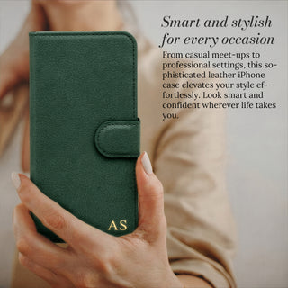 Smart and stylish for every occasion - leather wallet iPhone case in hand