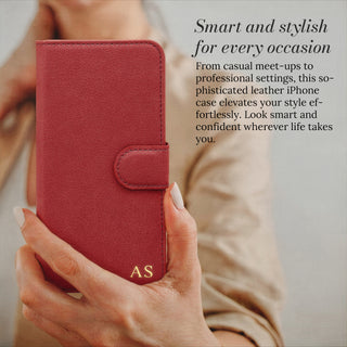 Smart and stylish for every occasion - leather wallet iPhone case in hand
