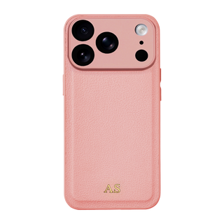 Personalised leather iPhone case in Pink with gold embossed initials