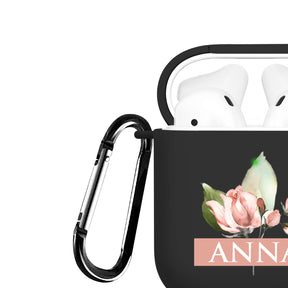 Personalised Soft AirPods Case Cover Custom Name Rose Buds Blossom Branch