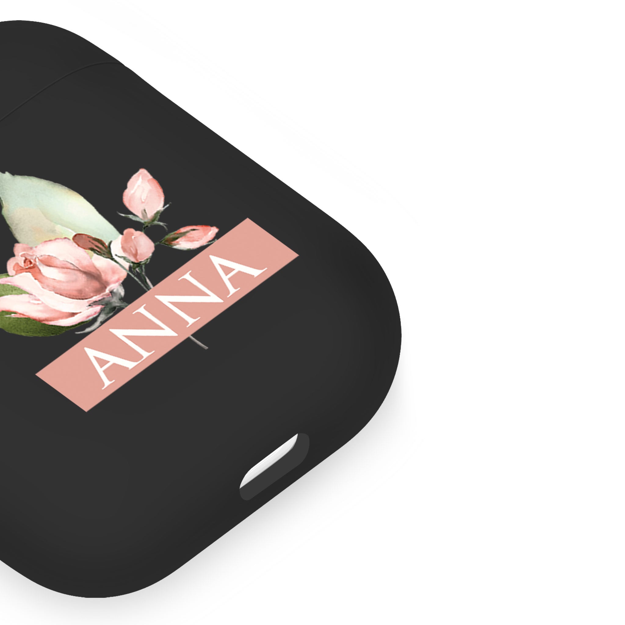 Personalised Soft AirPods Case Cover Custom Name Rose Buds Blossom Branch