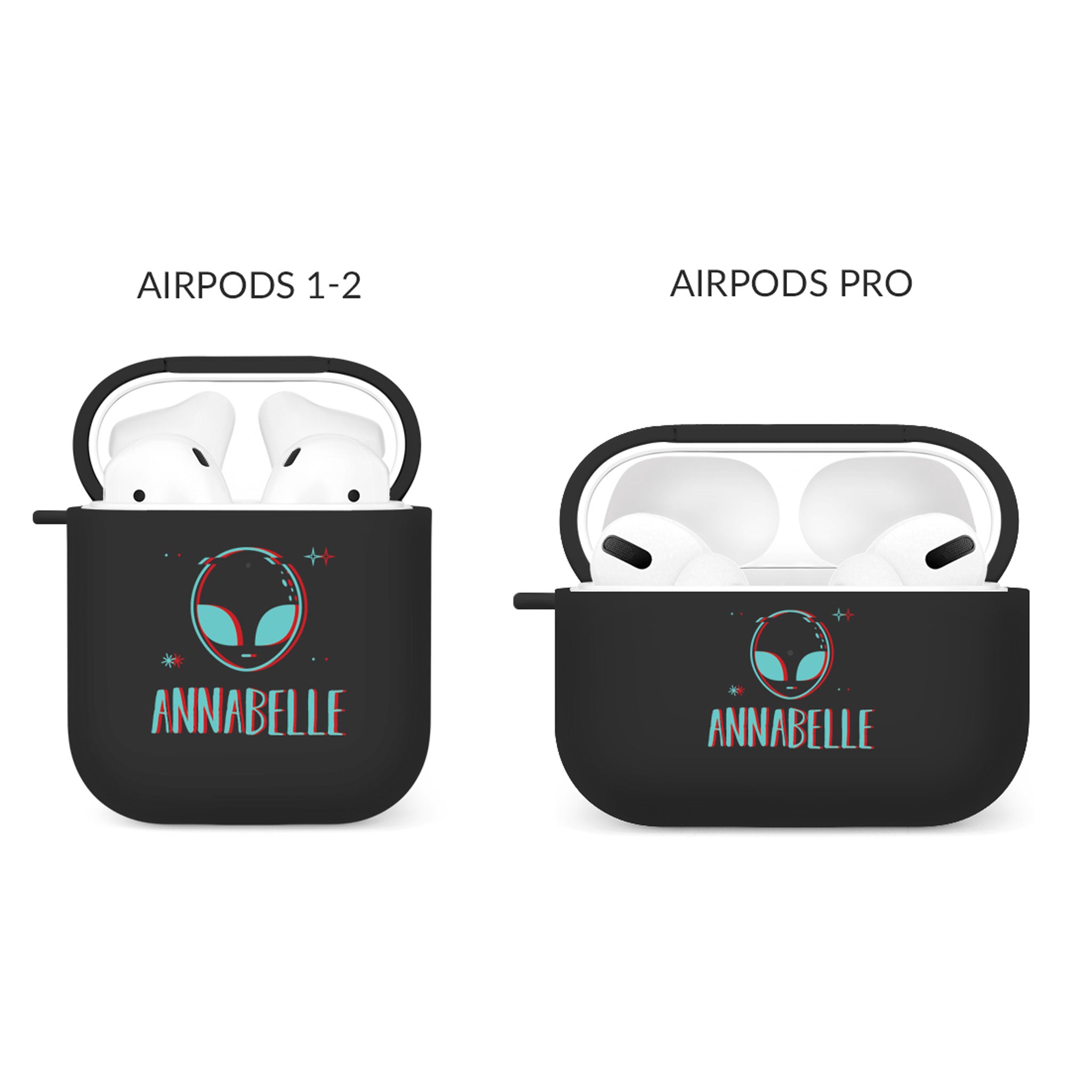 Personalised Soft AirPods Case Cover Custom Name Alien Stars Space on Black
