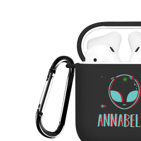 Personalised Soft AirPods Case Cover Custom Name Alien Stars Space on Black