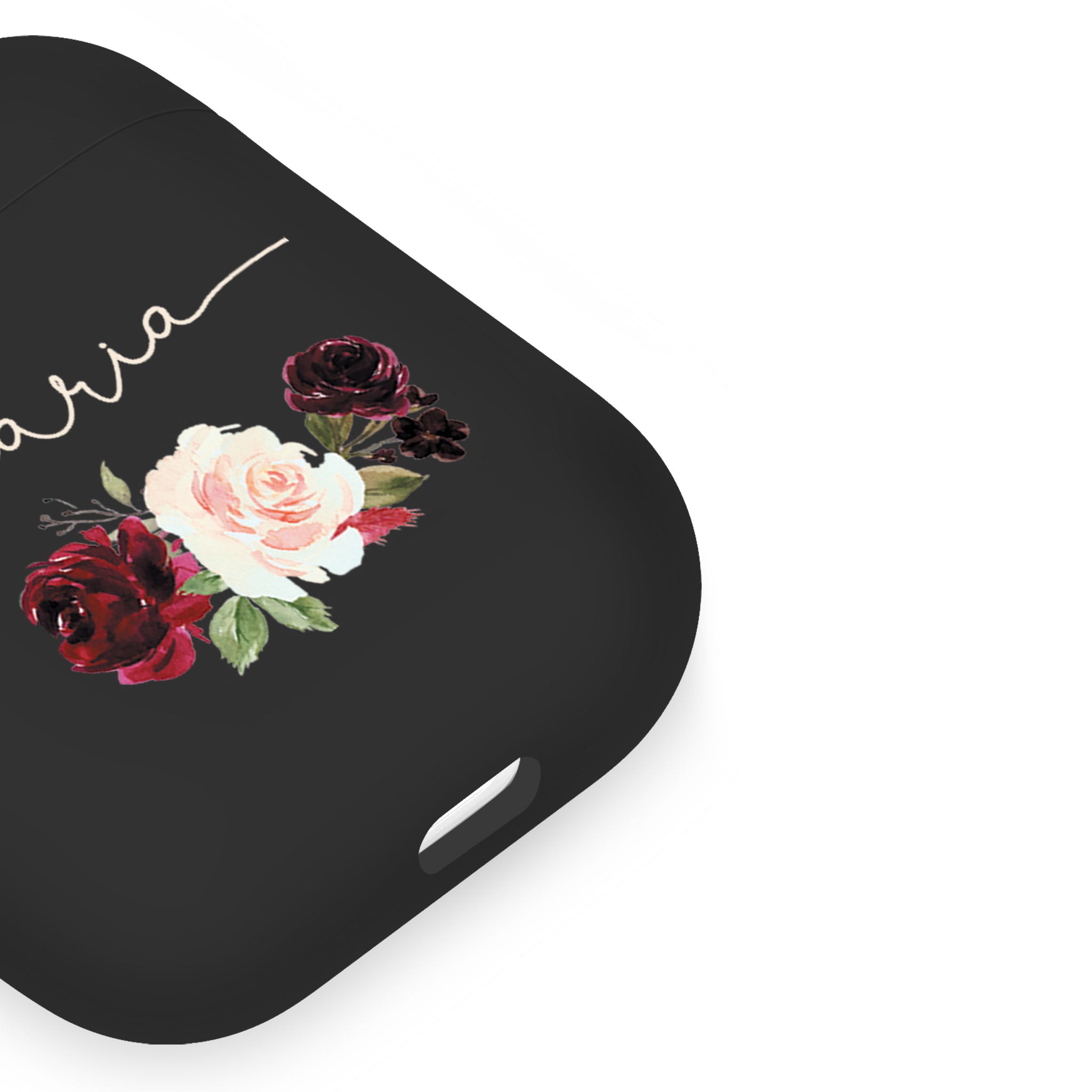 Personalised Soft AirPods Case Cover Custom Name Roses Shabby Chic Vintage