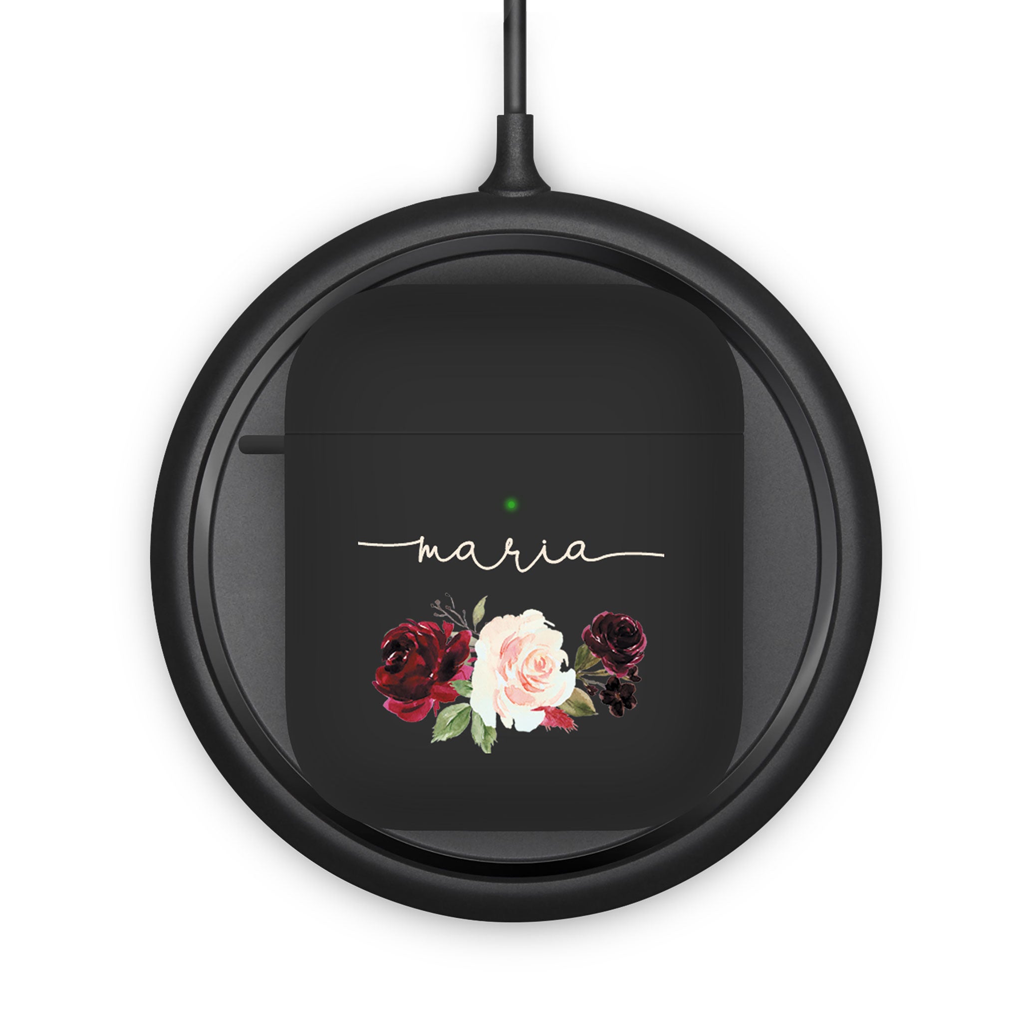 Personalised Soft AirPods Case Cover Custom Name Roses Shabby Chic Vintage