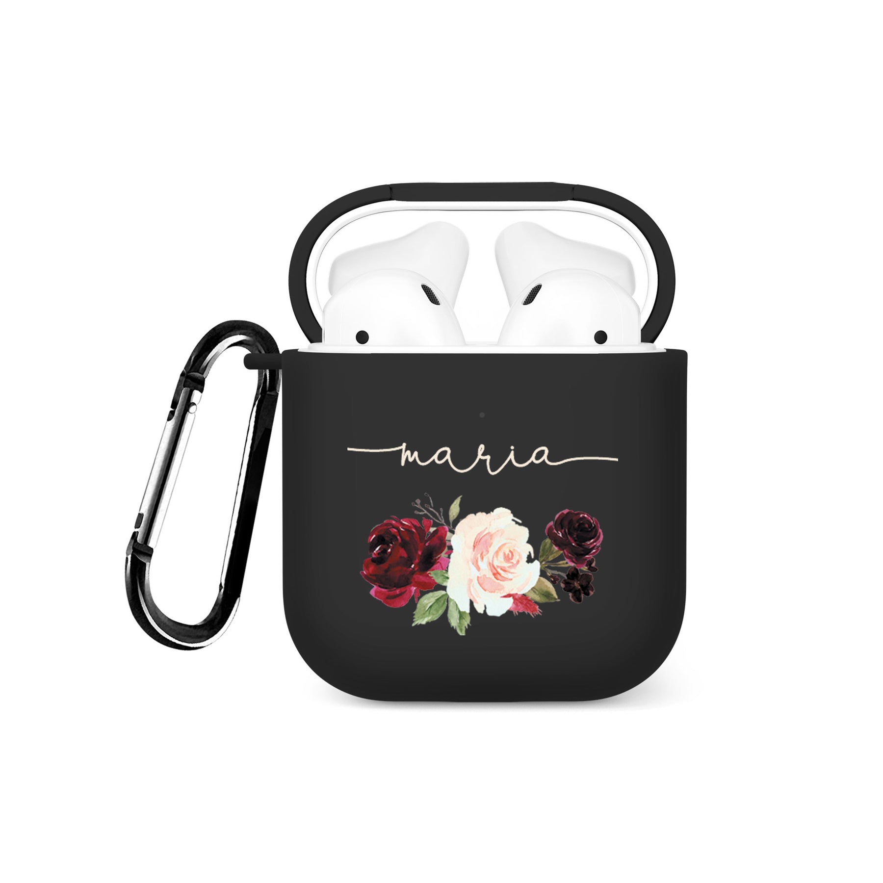 Personalised Soft AirPods Case Cover Custom Name Roses Shabby Chic Vintage