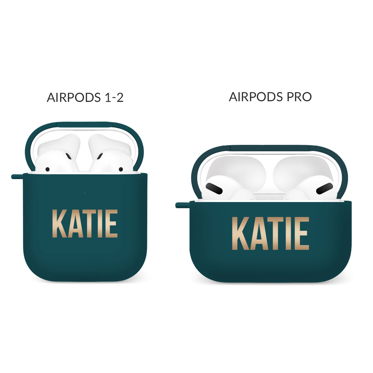 Personalised Soft AirPods Case Cover Custom Name Golden Gradient on Green