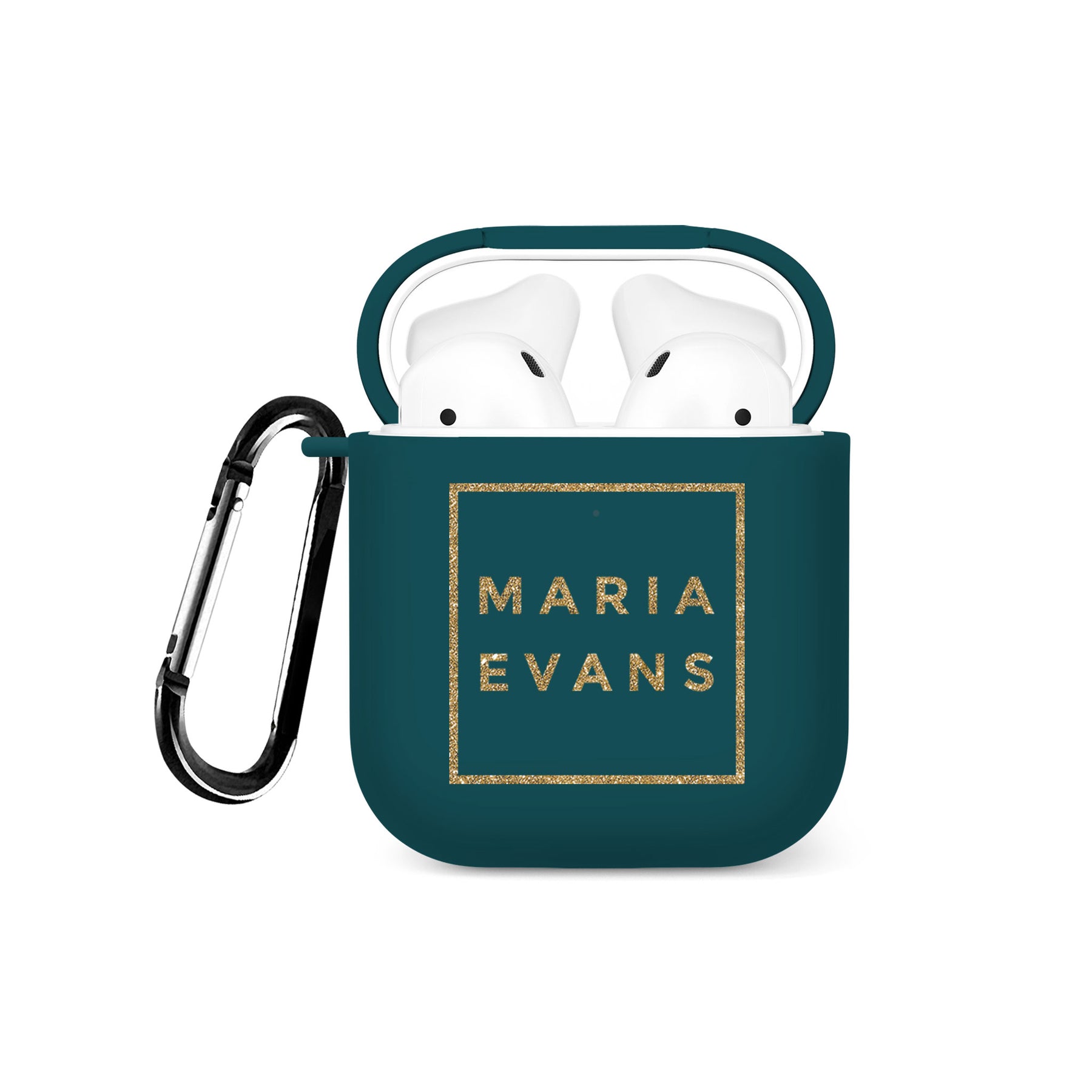 Personalised Soft AirPods Case Cover Custom Name in Golden Glitter Square