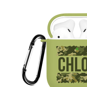 Personalised Soft AirPods Case Cover Custom Name Camouflage Camo Army Green
