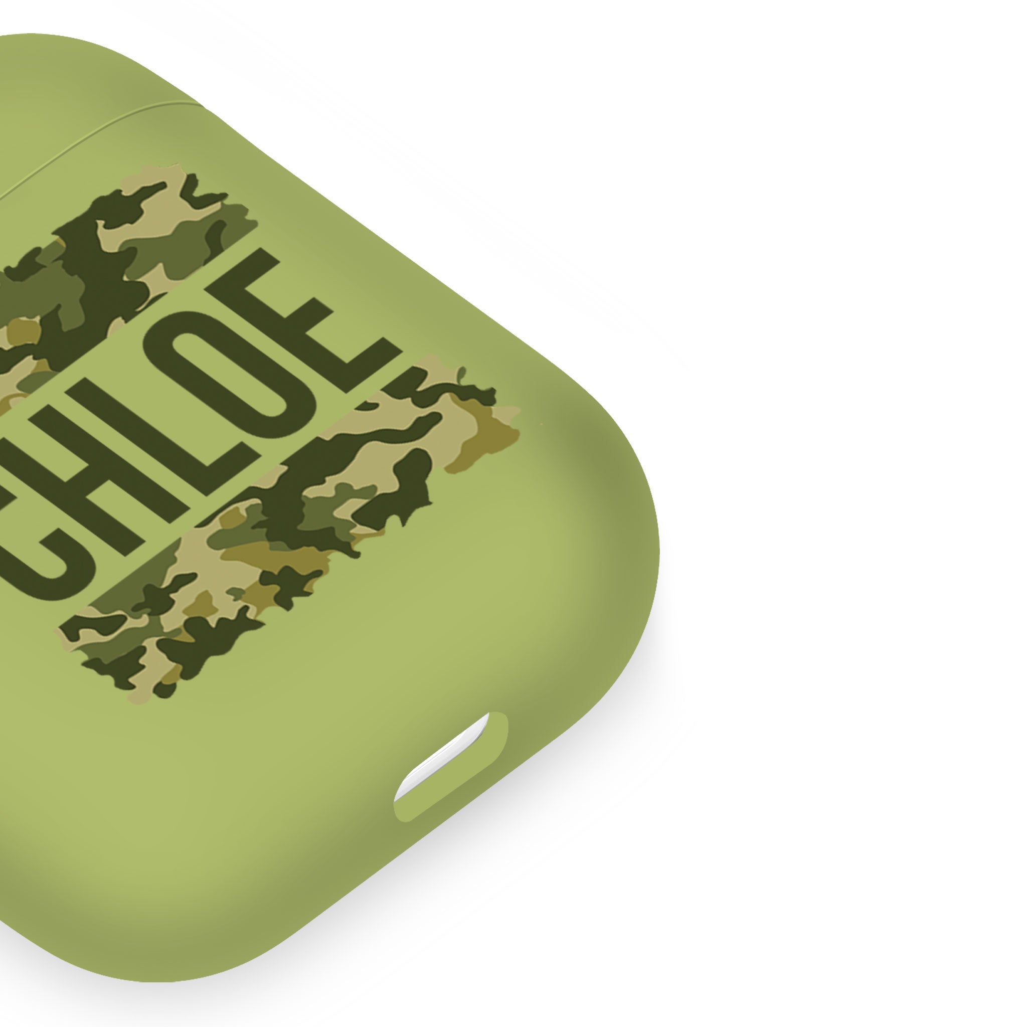 Personalised Soft AirPods Case Cover Custom Name Camouflage Camo Army Green