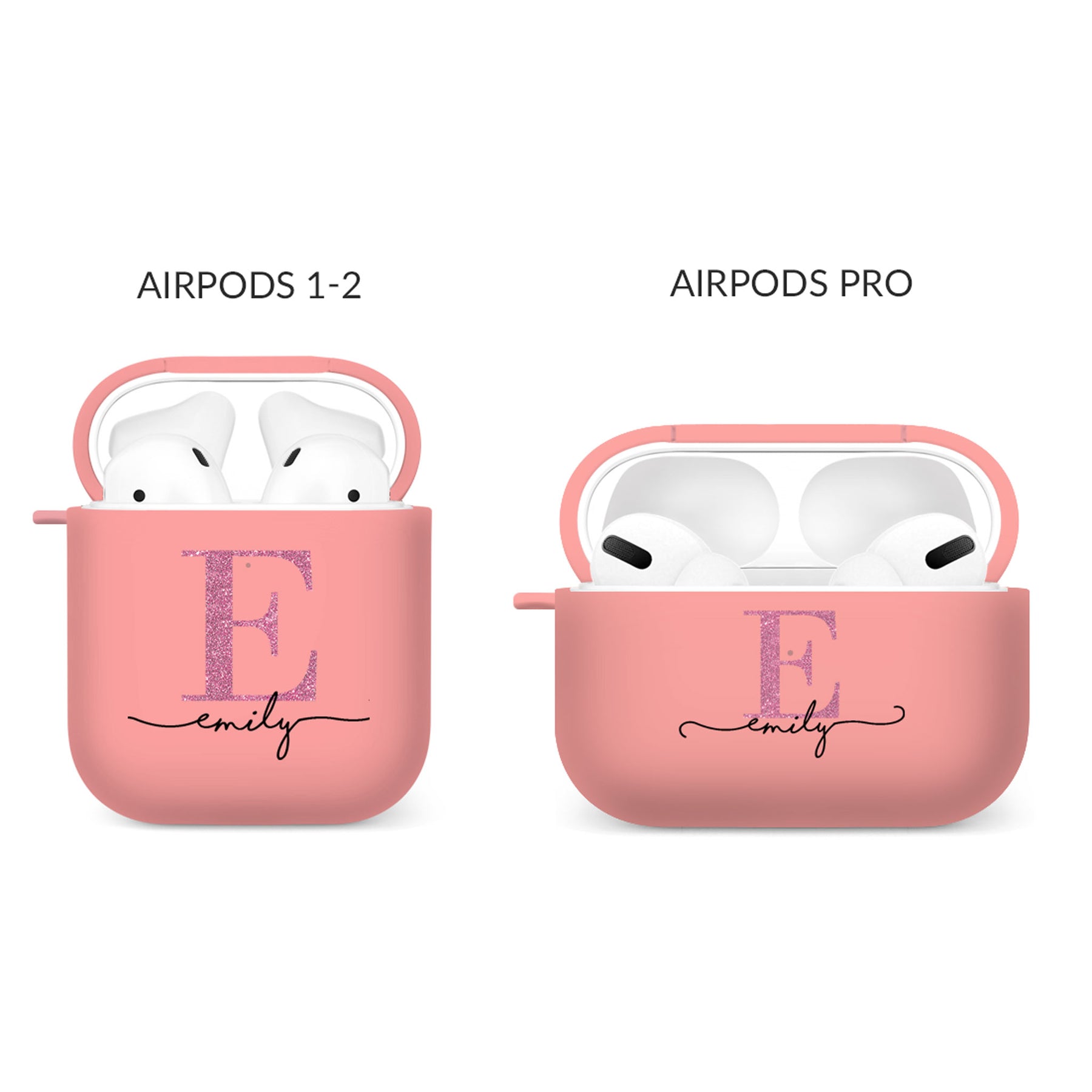 Personalised Soft AirPods Case Cover Custom Name Rose Gold Pink Glitter Initial