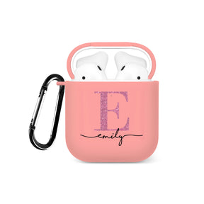 Personalised Soft AirPods Case Cover Custom Name Rose Gold Pink Glitter Initial