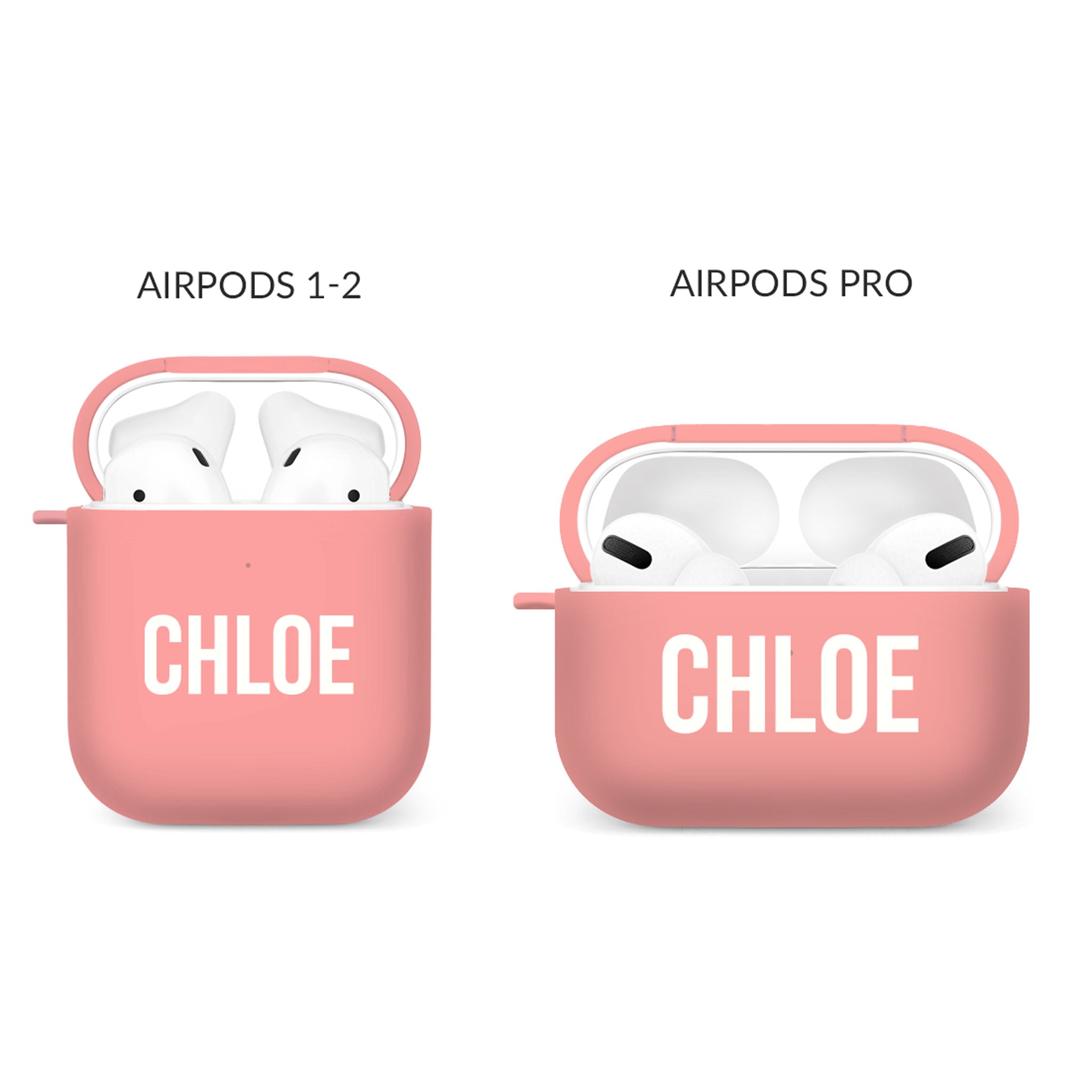 Personalised Soft AirPods Case Cover Custom Name White Bold Font on Pink