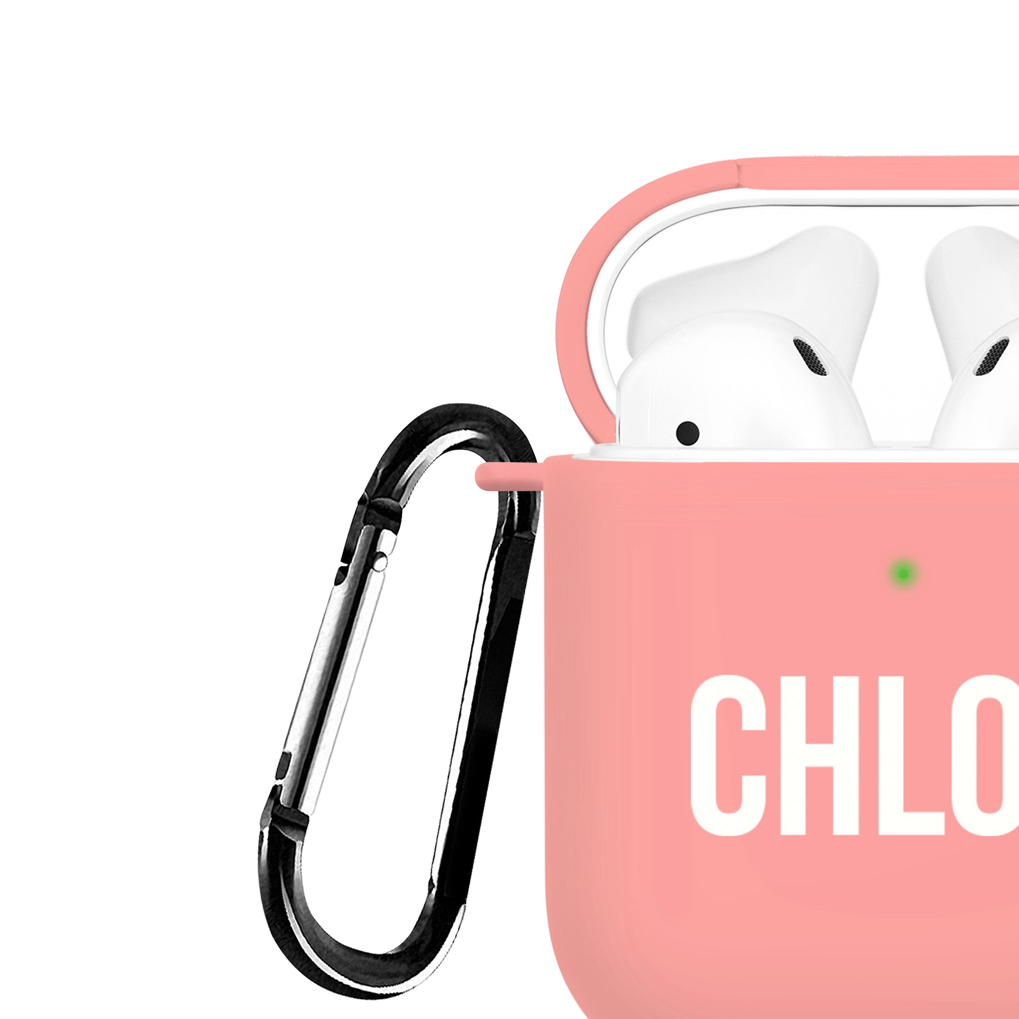 Personalised Soft AirPods Case Cover Custom Name White Bold Font on Pink