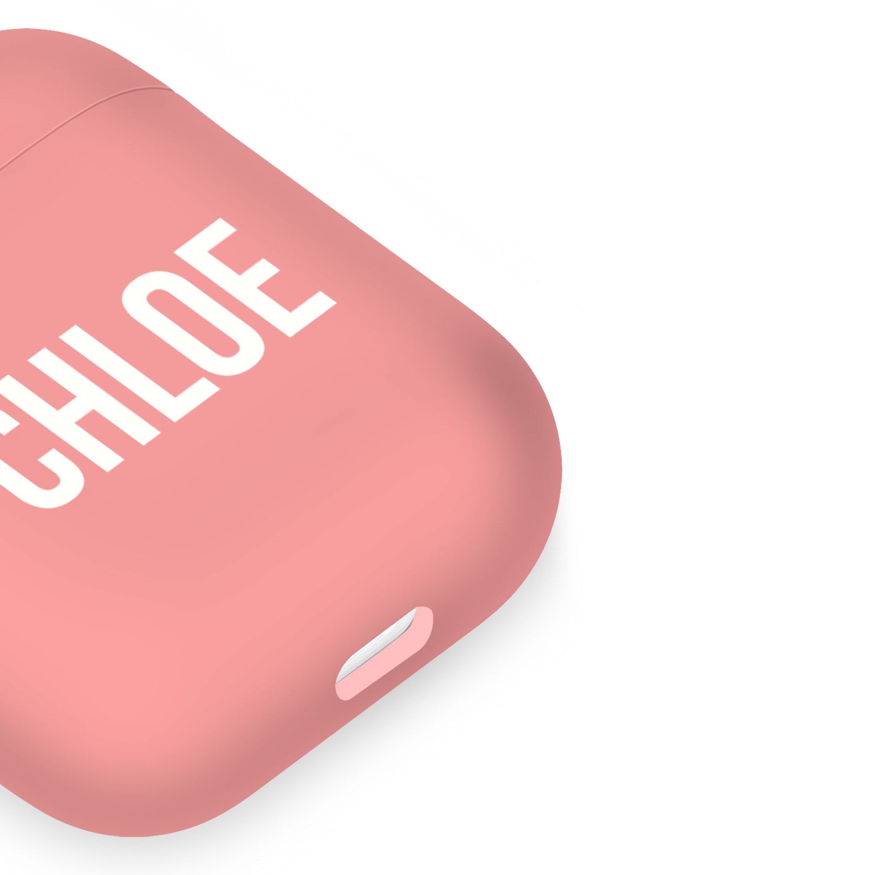 Personalised Soft AirPods Case Cover Custom Name White Bold Font on Pink