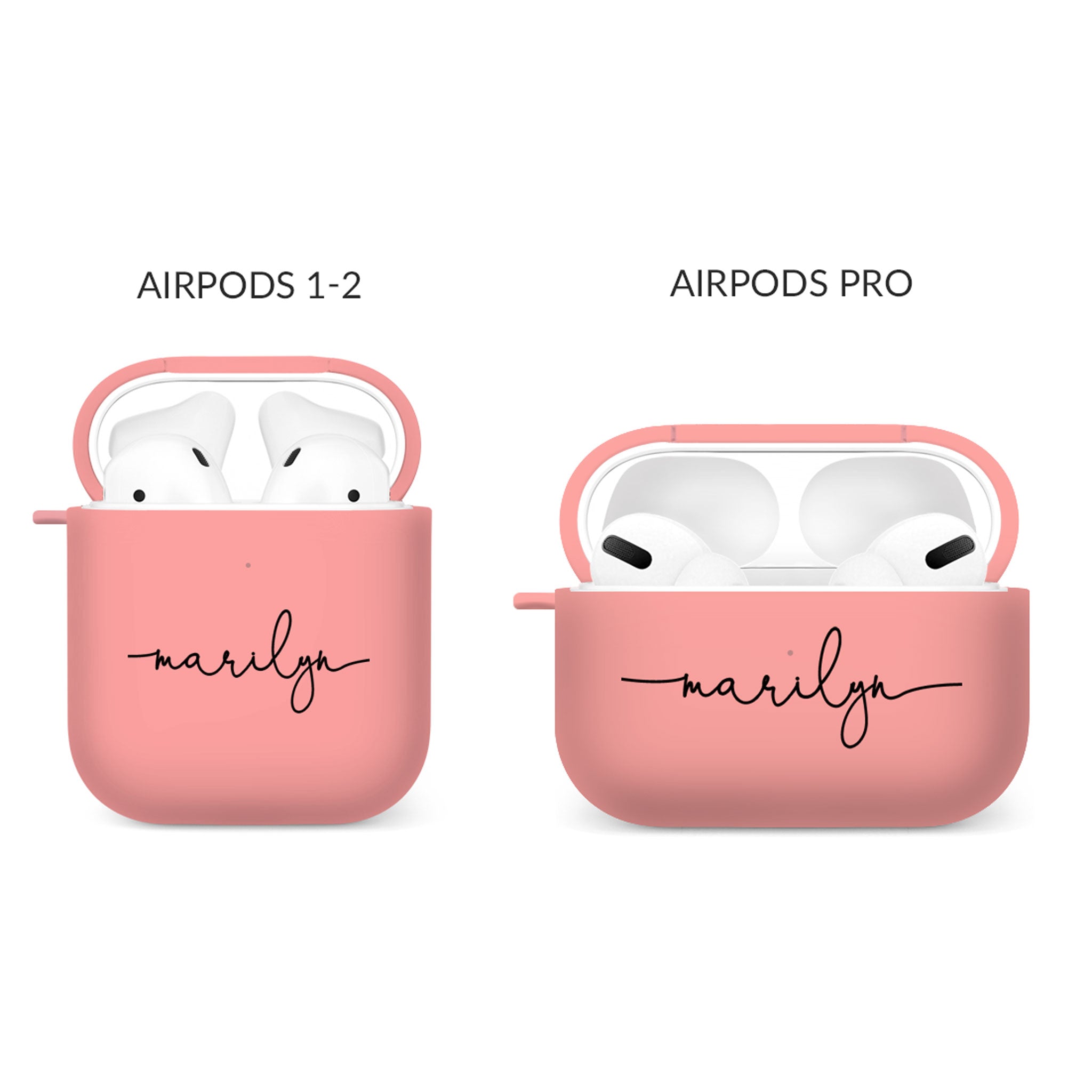Personalised Soft AirPods Case Cover Custom Name Black Handwritten on Pink