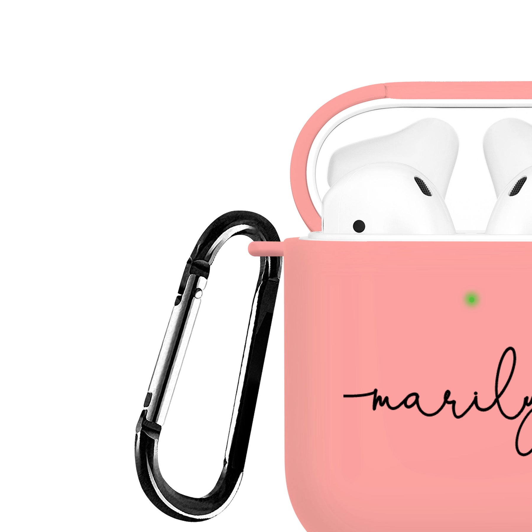 Personalised Soft AirPods Case Cover Custom Name Black Handwritten on Pink