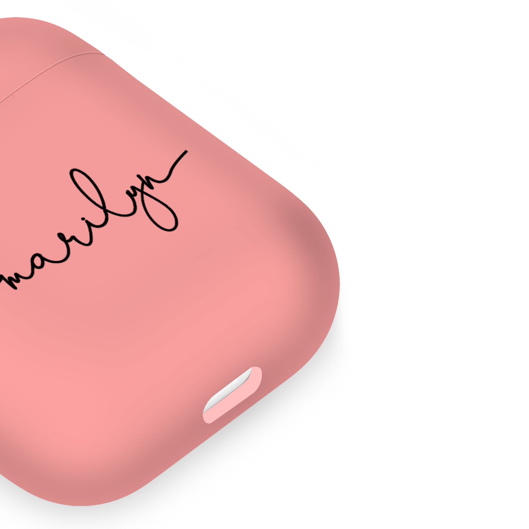 Personalised Soft AirPods Case Cover Custom Name Black Handwritten on Pink