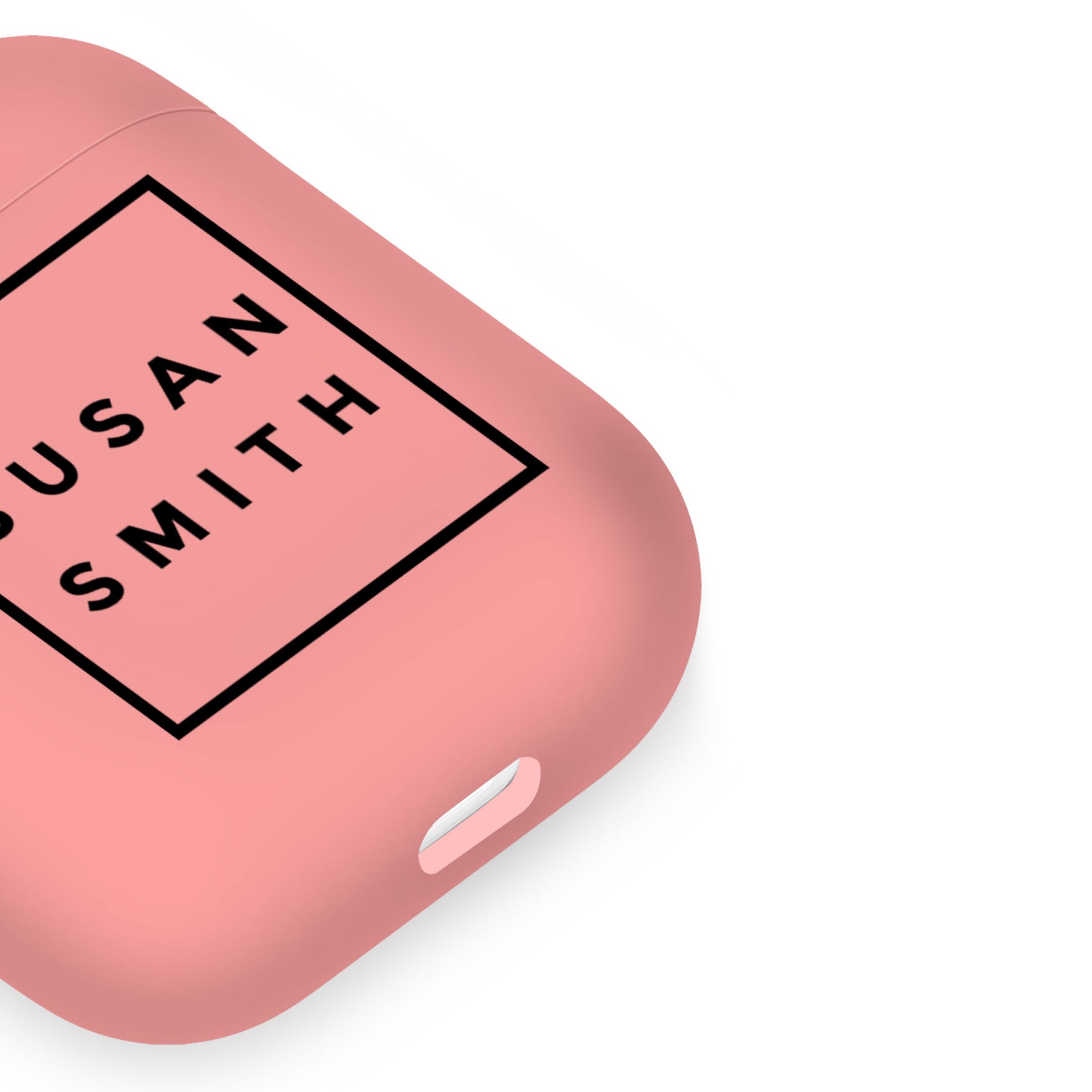 Personalised Soft AirPods Case Cover Custom Name Black Squared on Pink