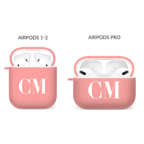 Personalised Soft AirPods Case Cover Custom Name Monogram White on Pink