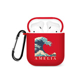 Personalised Soft AirPods Case Cover Custom Name The Great Wave off Kanagawa Hokusai