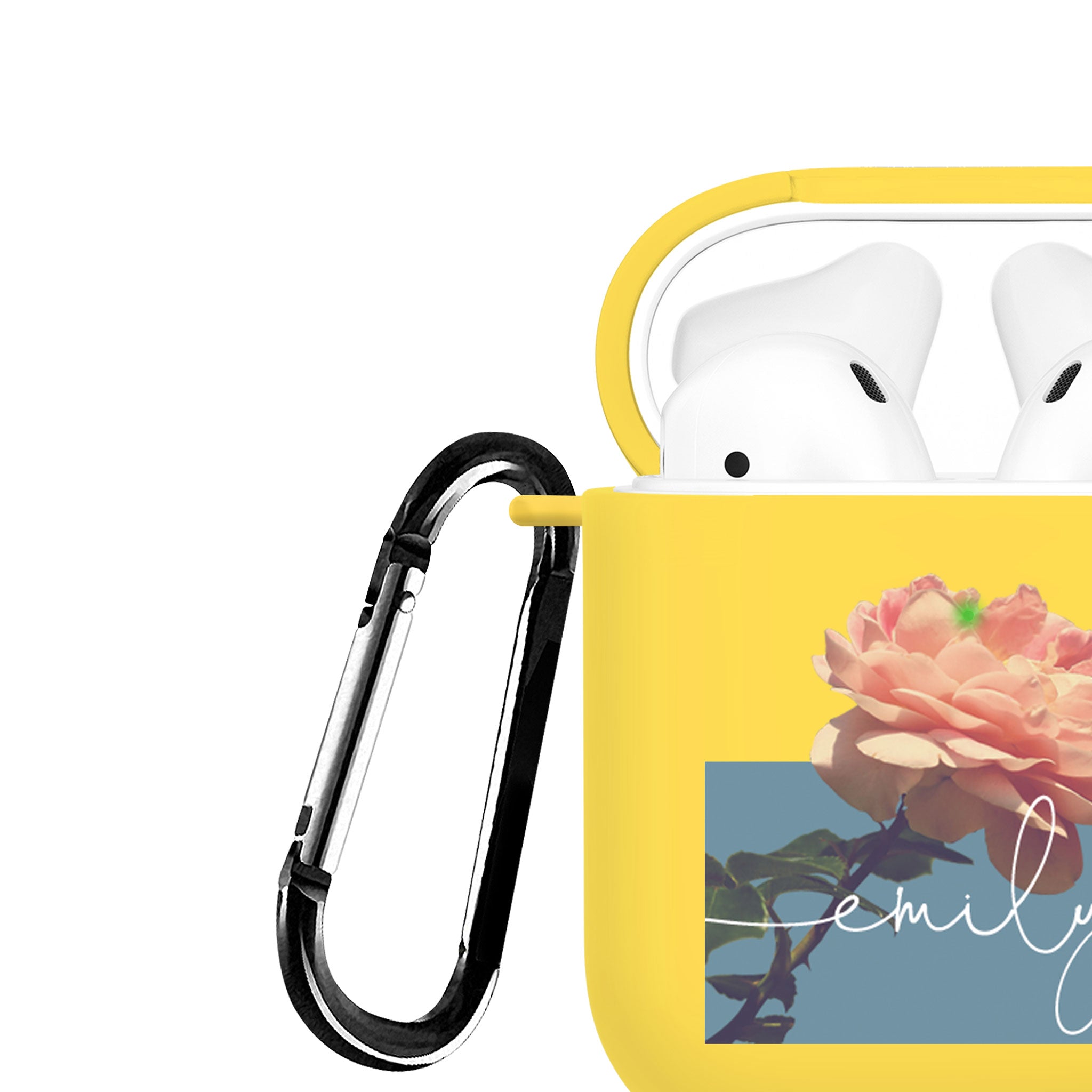 Personalised Soft AirPods Case Cover Custom Name Handwritten Pink Rose
