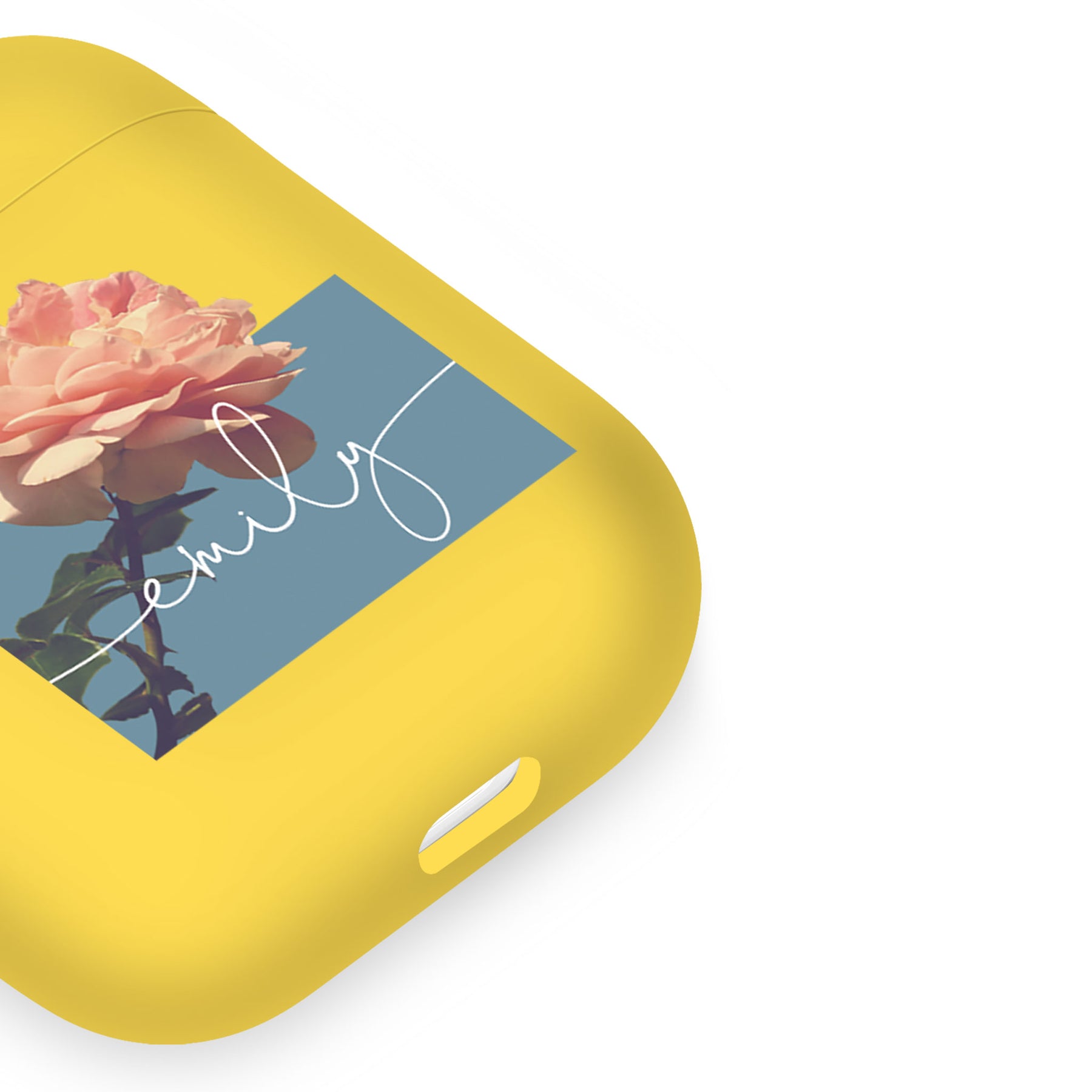 Personalised Soft AirPods Case Cover Custom Name Handwritten Pink Rose