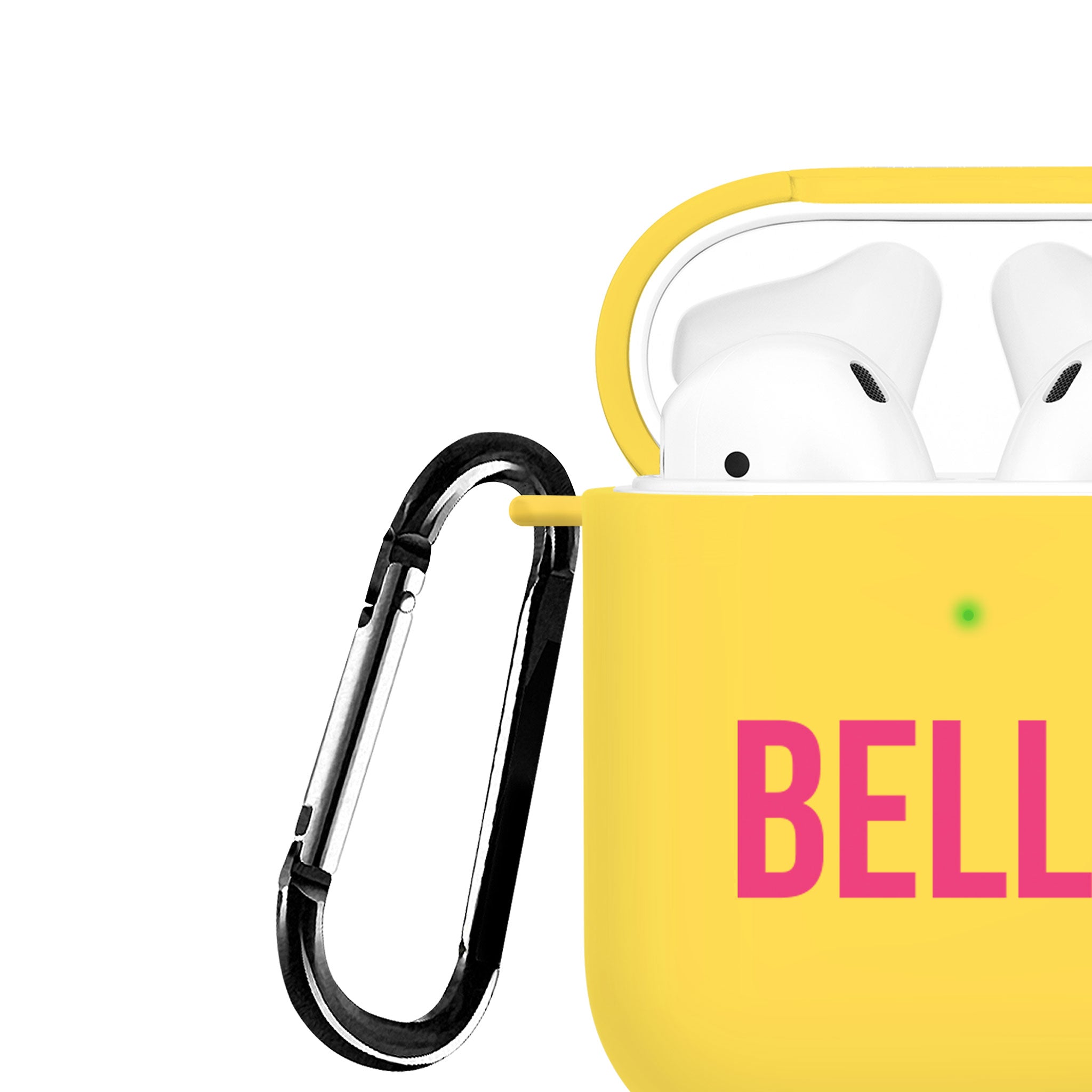 Personalised Soft AirPods Case Cover Custom Name Pink Purple on Yellow